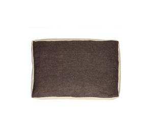Coussin en lin marron, rectangulaire, uni, bords velours coton - Pomax, Borders - 60x40x1 cm