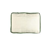Coussin en lin vert et blanc, rectangulaire, bordure en velours de coton - Pomax, Borders - 60x40x1 cm