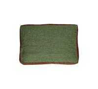 Coussin en lin vert, rectangulaire, uni, bordures velours coton - Pomax, Borders - 60x40x1 cm