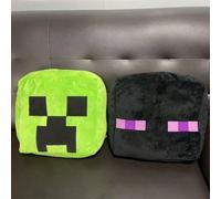 Coussin en peluche bloc pixel Minecraft classique, deux styles disponibles : Creeper vert et Enderman noir, peluche courte douce pour la peau avec rembourrage complet, double usage pour le à la maison