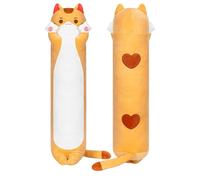 Coussin en peluche, forme de chat, couleur orange, 110 cm de long. Peluche, jouet doux, cadeau
