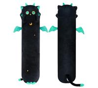 Coussin en peluche, forme de chat, noir, 90 cm de long, peluche douce, grands yeux, jouet, cadeau