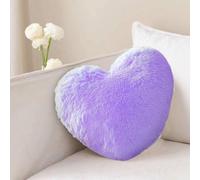 Coussin en peluche Unyqoos® en forme de cœur, 46 x 36 cm, couleur violette. Rembourrage en PP doux, idéal comme coussin décoratif et de confort pour les chambres d'enfants, les canapés et les voitures