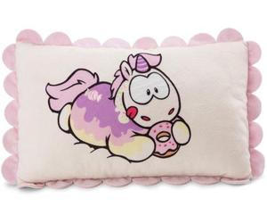 Coussin en peluche Unyqoos® Plüsch-Einhorn Sweety Rainbow – motif donut coloré, extrêmement doux avec un rembourrage moelleux, fabriqué principalement à partir de matériaux recyclés, pour enfants et a