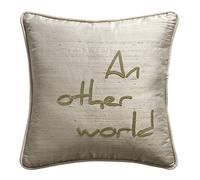 Coussin en Soie Sauvage Beige Grisé Mastic "An other world" - Lounge Fabrics