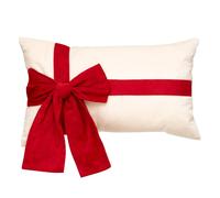 Coussin en Velours avec Nœud Cadeau 30x50cm Beige
