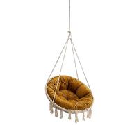 Coussin en Velours pour Fauteuil Suspendu - Assise Lavable, Ronde pour Chaise Swing, Balançoire d'Intérieur - Jaune, 92 cm