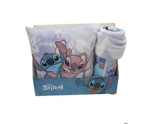 Coussin et Couverture - MERCIER - Stitch et Lilo - Flanelle - Violet - 35x35 cm et 100x140 cm