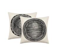 Coussin Exterieur Impermeable 50x50cm Lot de 2 Noir et Blanc Abstrait