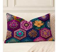 Coussin Exterieur Impermeable Coloré, Mandala Taie d'oreiller en Lin Résistant avec Fermeture Éclair Invisible, Décoration Moderne pour Salon de Jardin, Balcon, Canapé et Chambre, 50x60 cm, A*639