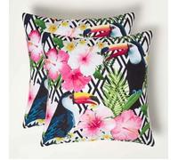 Coussin extérieur imperméable - Coussin décoratif 45x45 cm - Toucan - Lot de 2 - HOMESCAPES