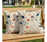 Coussin Exterieur Impermeable Crème Housse Coussin 40x40 cm Lin Decoration Printemps Taies d'oreillers Lot de 2, Canapé Cushion Covers Simple pour Canapé Salon de Jardin Patio Chaise de Bureau dj-512