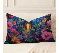 Coussin Exterieur Impermeable Fleur, Jungle Taie d'oreiller en Lin Résistant avec Fermeture Éclair Invisible, Décoration Moderne pour Salon de Jardin, Balcon, Canapé et Chambre, 50x60 cm, A*641