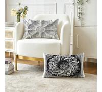 Coussin Exterieur Impermeable Gris Housse Coussin 40x80 cm Lot de 2, Abstrait Décoratif Canapé Taie Oreiller, Lin Housse de Coussins Rectangulaire pour été Extérieur Jardin Salon Chambre O-317