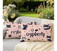 Coussin Exterieur Impermeable Housse Coussin Impermeable Lin Taie Oreiller, Housses de Coussins Rectangulaire 40 x 60 Lot de 2 Mignon, pour Canapé, Chambre, Décoration d'été, Cadeaux Femmes Chat W-1