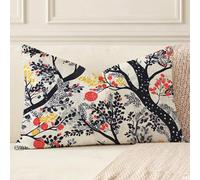 Coussin Exterieur Impermeable Noir, Arbre Taie d'oreiller en Lin Résistant avec Fermeture Éclair Invisible, Décoration Moderne pour Salon de Jardin, Balcon, Canapé et Chambre, 50x60 cm, A*647