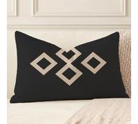 Coussin Exterieur Impermeable Noir, Géométrie Taie d'oreiller en Lin Résistant avec Fermeture Éclair Invisible, Décoration Moderne pour Salon de Jardin, Balcon, Canapé et Chambre, 50x60 cm, A*633