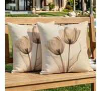 Coussin Exterieur Impermeable Taupe Housse Coussin 30x30 cm Velours Decoration Été Taies d'oreillers Lot de 2, Canapé Cushion Covers Abstrait pour Canapé Salon de Jardin Patio Chaise de Bureau dj-576