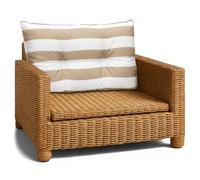Coussin extérieur salon jardin Coussin de dossier 40x50 cm - lounge pour meubles rotin fauteuil banc balcon terrasse - déperlant matelassé robuste épais moelleux confortable Rayures blanc et beige