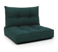 Coussin extérieur salon jardin Ensemble: siège 50x50 cm et dossier 40x50 cm - lounge pour meubles rotin fauteuil banc balcon terrasse - déperlant matelassé robuste épais moelleux confortable Vert