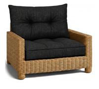 Coussin Lounge Mobilier Jardin Ensemble: siège 60x60 cm et dossier 40x60 cm - Dossier Rattan Idéal pour balcon terrasse salon extérieur confort durable Coussins épais Graphite lin écologique