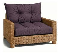 Coussin extérieur salon jardin Ensemble: siège 60x60 cm et dossier 40x60 cm - lounge pour meubles rotin fauteuil banc balcon terrasse - déperlant matelassé robuste moelleux Bordeaux lin écologique