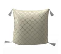 Soleil d'ocre, Coussin Festif en Pur Coton 40x40 cm Celeste Argent
