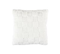 Coussin Flanelle Damier 40x40cm, Blanc et Beige, Doux et Confortable, Facile à Laver - TURIN -