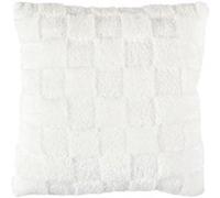 Coussin Flanelle Damier 40x40cm, Blanc et Beige, Doux et Confortable, Facile à Laver - TURIN -