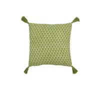 Coussin fleurs+floches en coton vert 45x45x12 cm