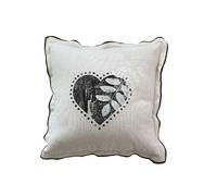 Coussin imprimé cœurs Epicéa - 40 x 40 cm - Beige