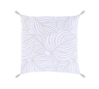 Coussin imprimé végétal 100 % coton alicia 45 cm blanc beige