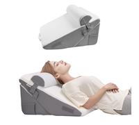 Coussin Incliné Lit-VEVOR-Oreiller Triangulaire Orthopédique Réglable- Rembourrage Mousse-Housse Lavable-Gris/Blanc