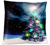 Infactory Coussin lumineux décoratif "Sapin de Noël" 40 x 40 cm