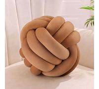 Coussin noué Relaxdays, Coussin noué pour canapé, décoratif, Style scandinave, Coussin décoratif noué, Ø 25 cm, Marron