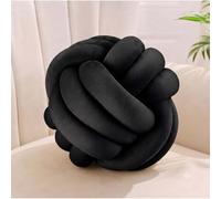 Coussin noué Relaxdays, Coussin noué pour canapé, décoratif, Style scandinave, Coussin décoratif noué, Ø 25 cm, Noir