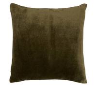 Atmosphera – Coussin Ollis – Flanelle velours, déhoussable – Vert kaki 38x38x9 cm