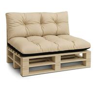 Coussin palette de jardin Lot de 2 coussins pour palettes - coussins exterieur et interieur gros oreiller Beige