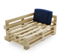 Coussin Palette Déhoussable Imperméable - Angle 60x40 cm - Bananair - Bleu Fabriqué en France