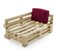 Coussin Palette Déhoussable Imperméable - Angle 60x40 cm - Bananair - Rouge Fabriqué en France