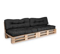 Coussins Palette lot x2 en polyester BANANAIR 120x80cm/120x40cm Noir