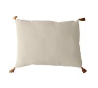 Coussin Panama avec pompons jute - 50x70 cm - Ecru