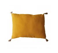 Coussin - PAO-PAO - Moutarde - 50 x 70 cm - Non déhoussable - 4 pompons en jute