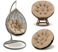 Coussin Papasan 110 cm Beige - Coussin Rond pour Fauteuil Rotin et Suspendu Intérieur Extérieur