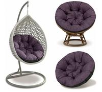 Coussin Papasan 110 cm Bordeaux Lin Écologique - Coussin Rond pour Fauteuil Suspendu