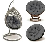 Coussin Papasan 110 cm Graphite - Coussin Rond pour Fauteuil Rotin et Suspendu Intérieur Extérieur