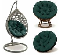 Coussin Papasan 110 cm Vert - Coussin Rond pour Fauteuil Rotin et Suspendu Intérieur Extérieur