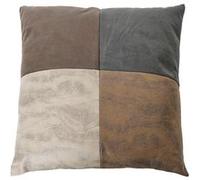 Coussin Patchwork 40x40cm Aspect Vieux Cuir Déhoussable - METRO -