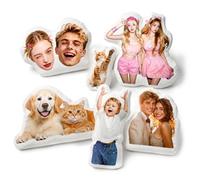 Coussin Personnalisé avec Rembourrage Oreiller Personnalisable Photo de Visage Doudou Personnalisée Drole Peluche 3D pour Saint-Valentin Anniversaire Noël Cadeau Personnalisé pour Homme et Femme