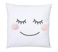 Coussin - pompons - 40 x 40 cm - Rose